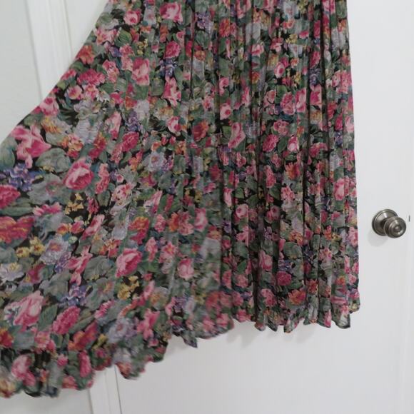Star of India Womens Sz S Black Pink Green Floral Maxi Length A Line Skirt - Picture 4 of 6